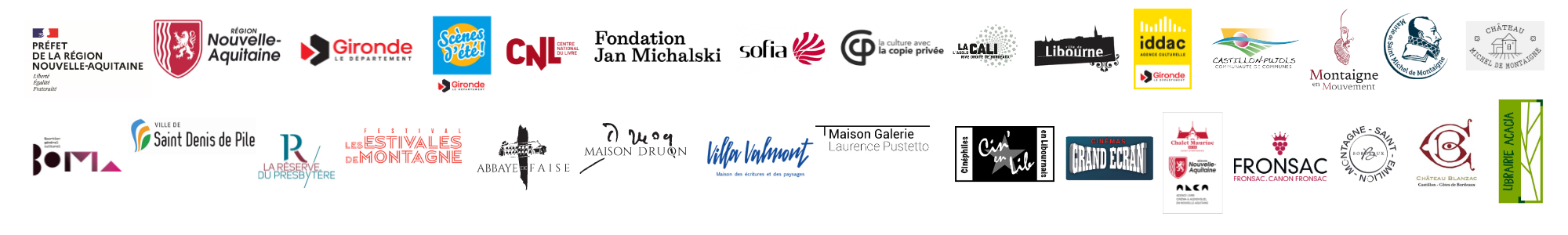 logos partenaires litterature en jardin 2023